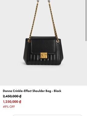 Charles & Keith Black Shoulder Bag with Gold Hardware